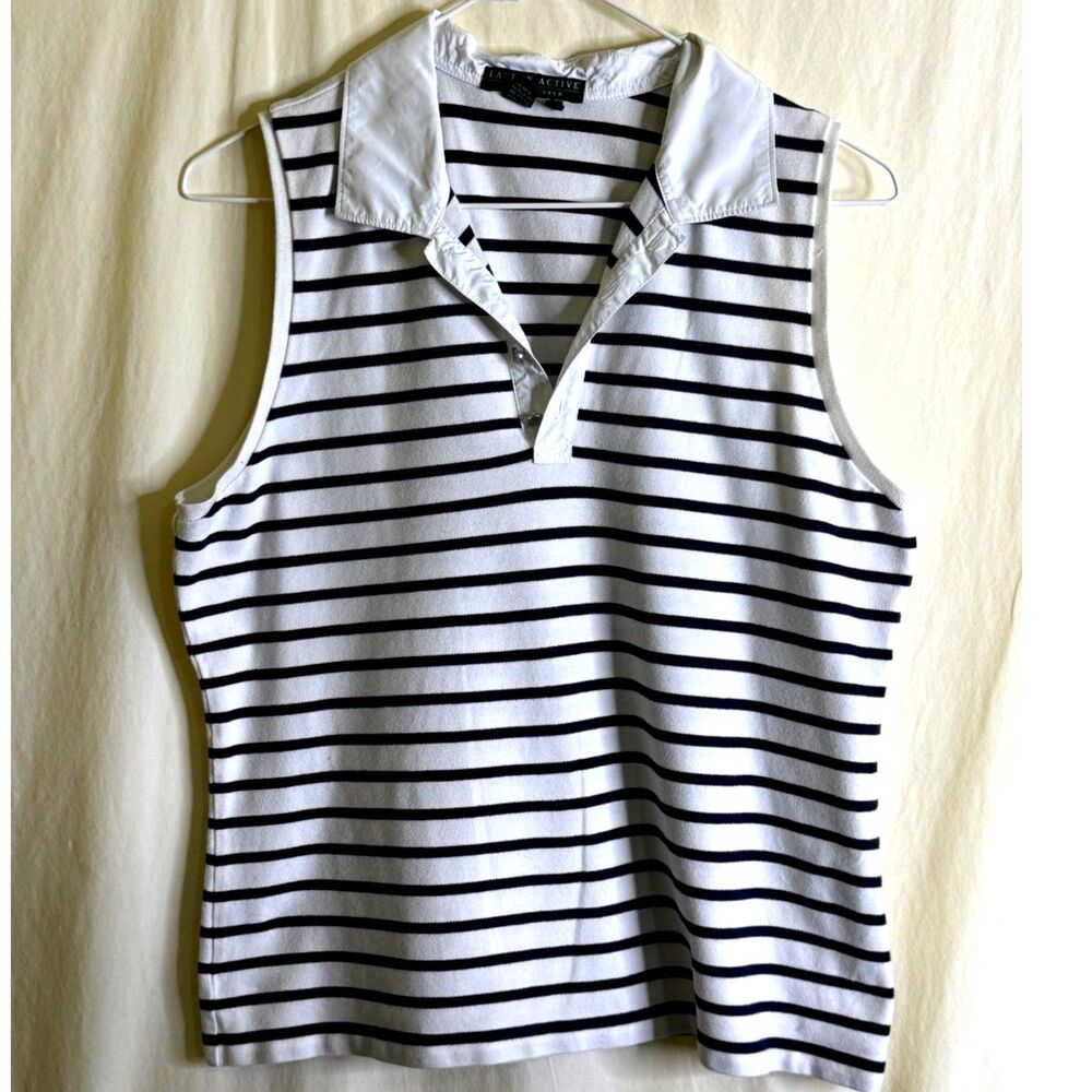 Lauren Ralph Lauren Active Sleeveless Polo Striped Black & White Size M